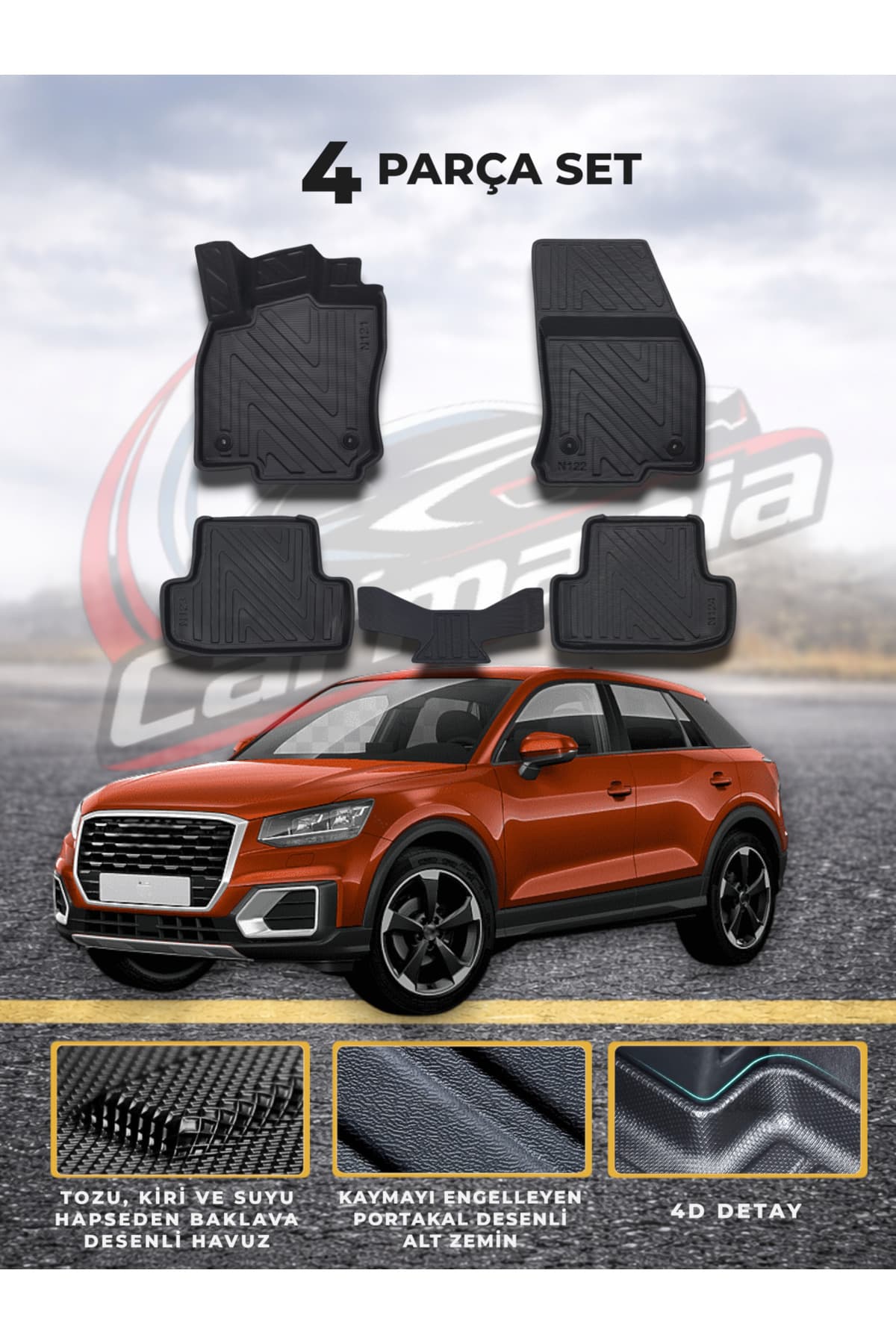 Audi Q2 Premium 4D Havuzlu Paspas (2016 ve Sonrası Uyumlu)