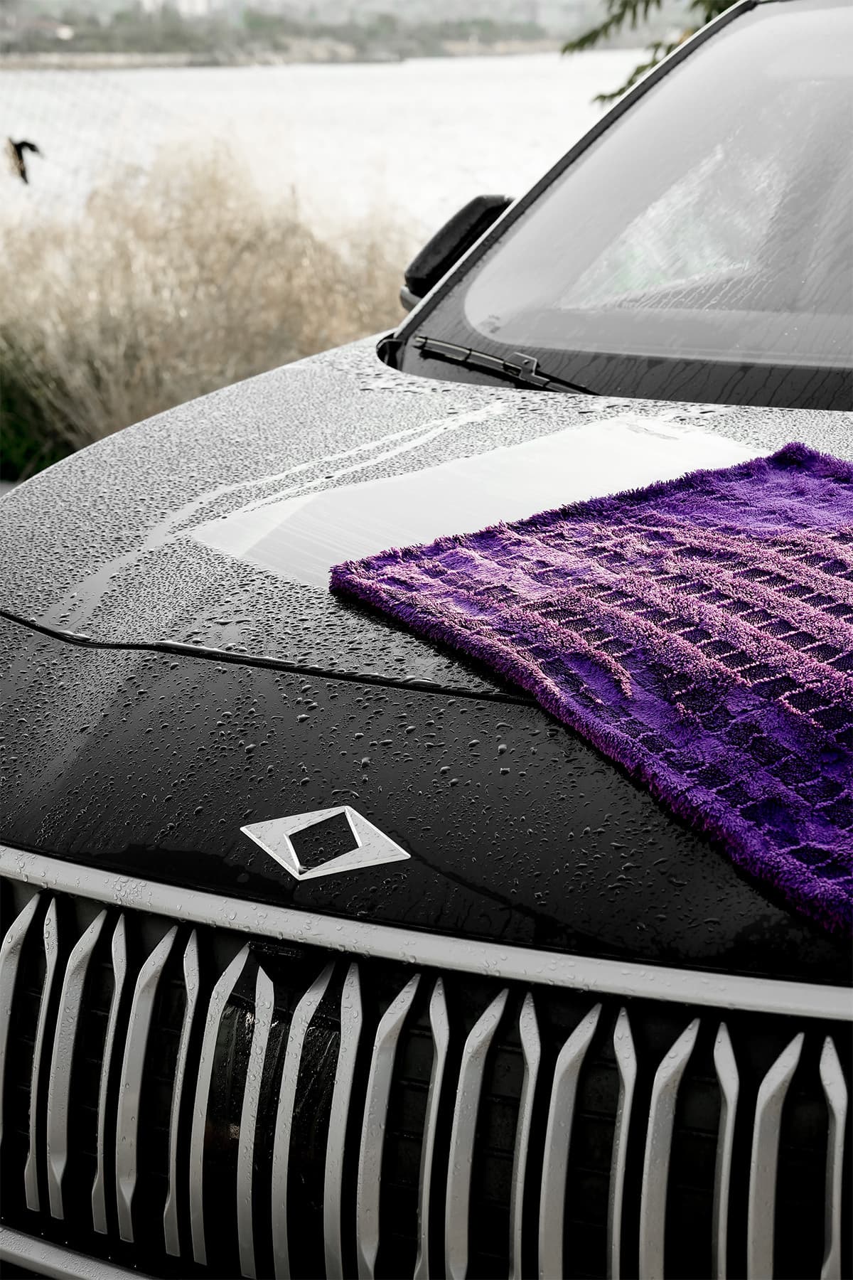 MAMBA Çift Kat Hybrid Twisted Pile Mikrofiber Oto Kurulama Havlusu 50×70cm 1000gsm – Mor